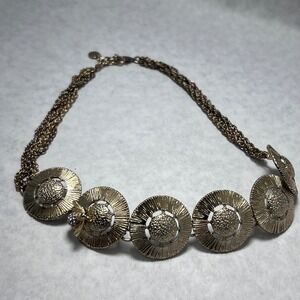 Vtg Gold Tone Bee Charm Rhinestone Statement Necklace Collar Chunky Bib Apiarist